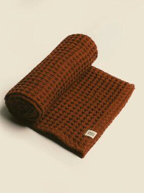 Happy Place Organic Cotton Waffle Knit Baby Blanket in Clay
